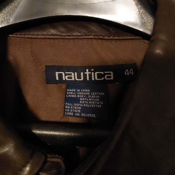 Nautica Mens Brown Leather Jacket - Picture 6 of 13